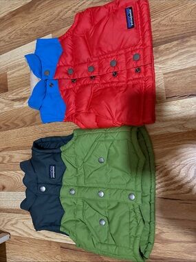 Patagonia kids red & green puffer 6-12m fits up to 18/24 though